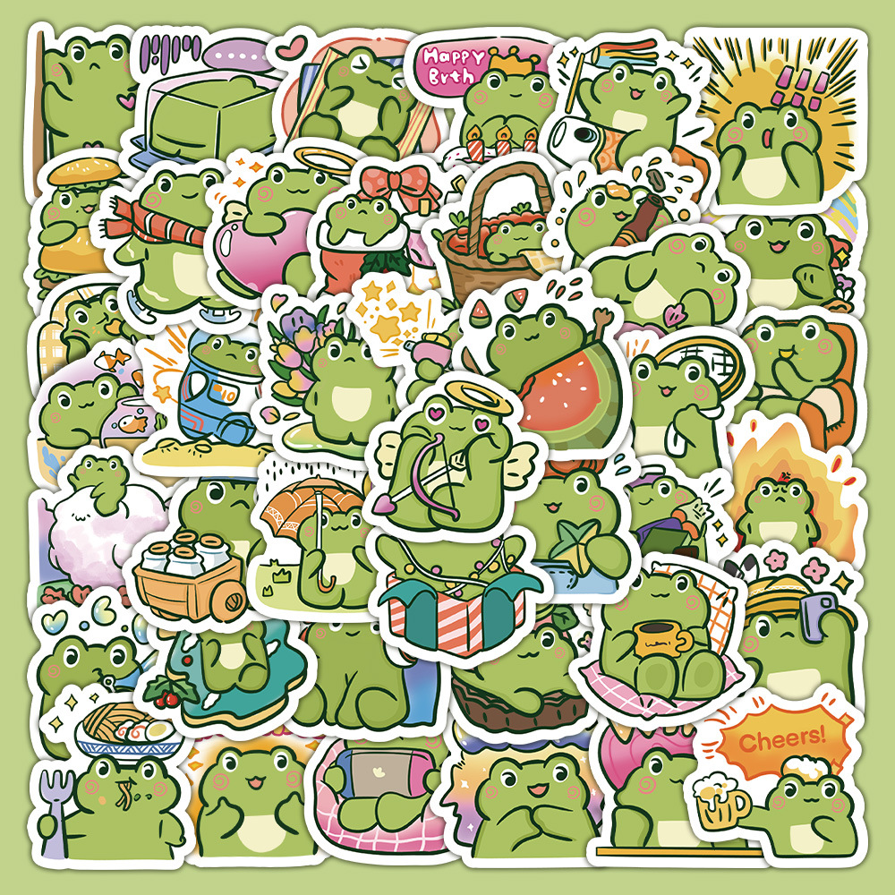 Phone Cases You Can Design - 60 Cute Wide-Eyed Frog Waterproof Stickers,