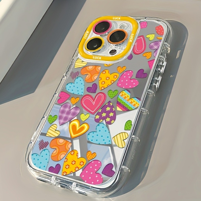 Phone Cases Art - Vibrant Heart Makeup Mirror Design Phone