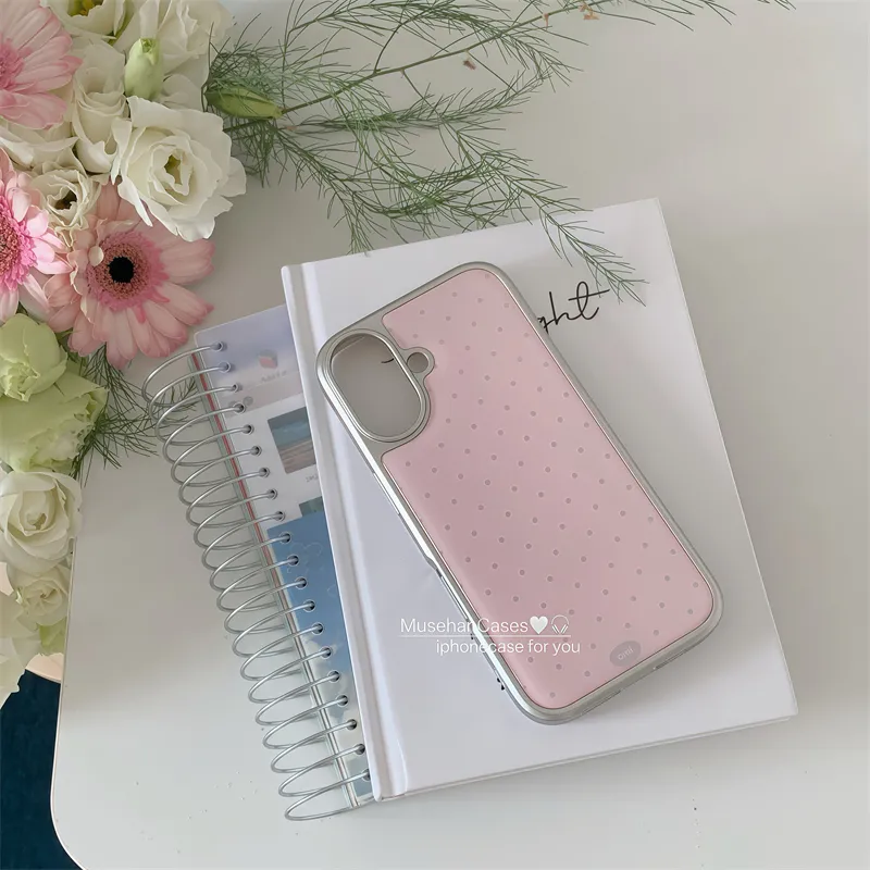 Phone Cases Art - Korean ins Cream Pink Polka Dot