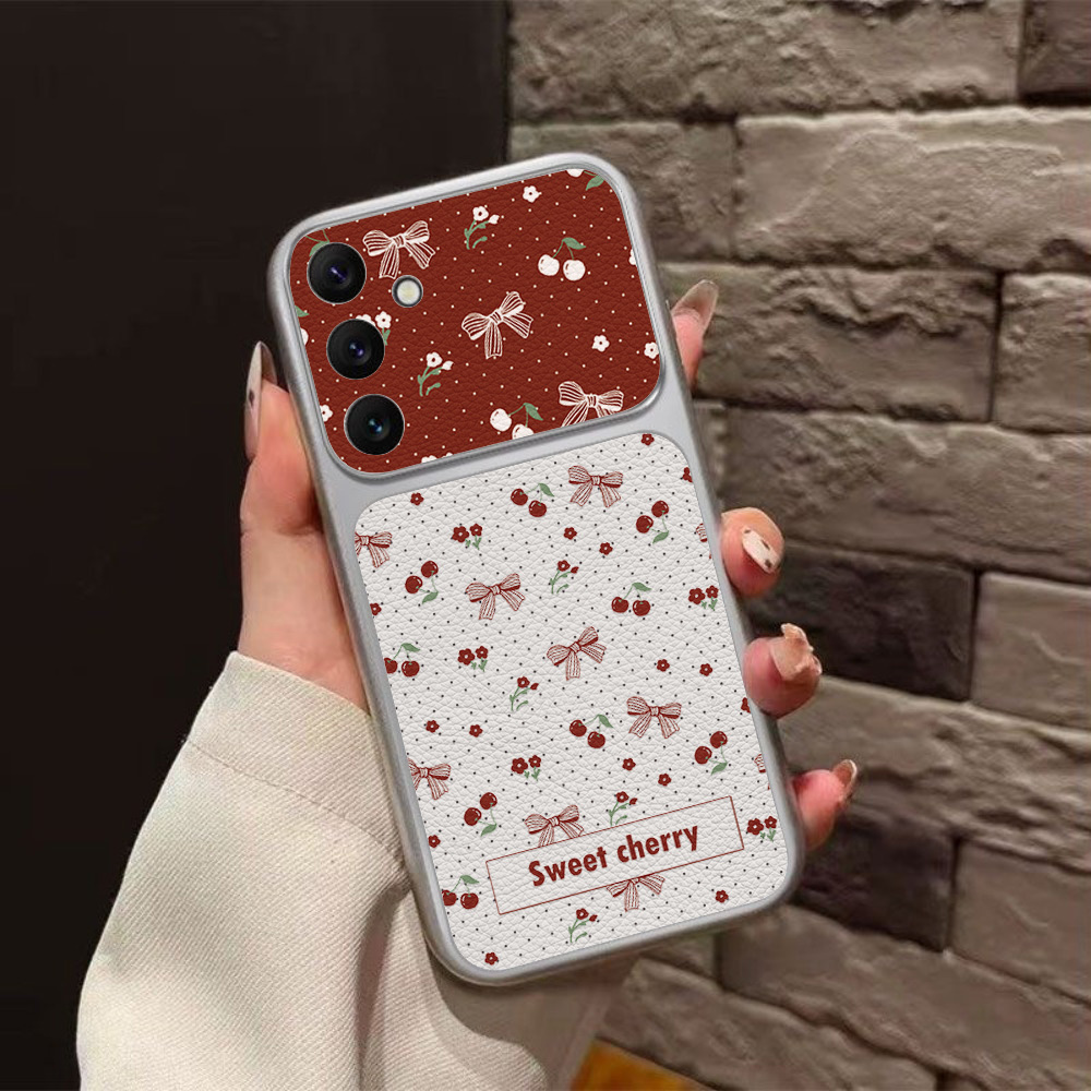Phone Cases Cherry - Red Cherry Bow And Flower Leather