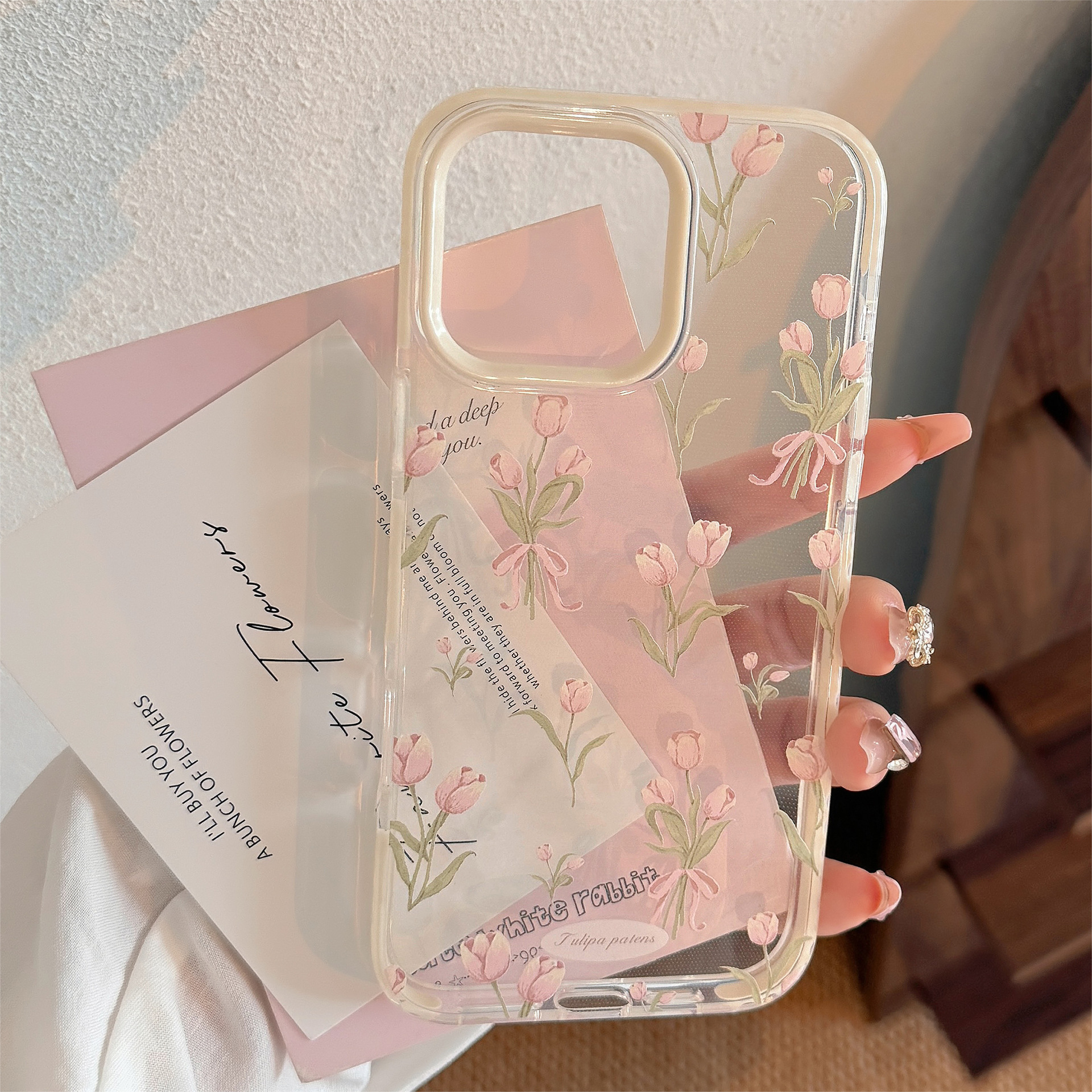 Phone Cases Korean - Korean Full Screen Pink Tulip Flowers
