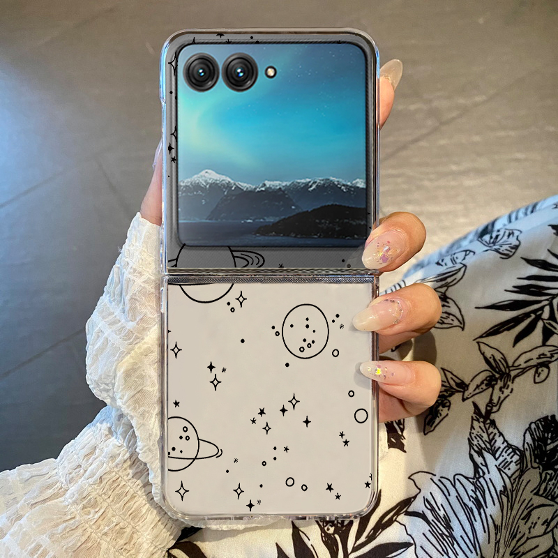 Phone Cases For Motorola - Moon Stars Print Transparent Phone Case