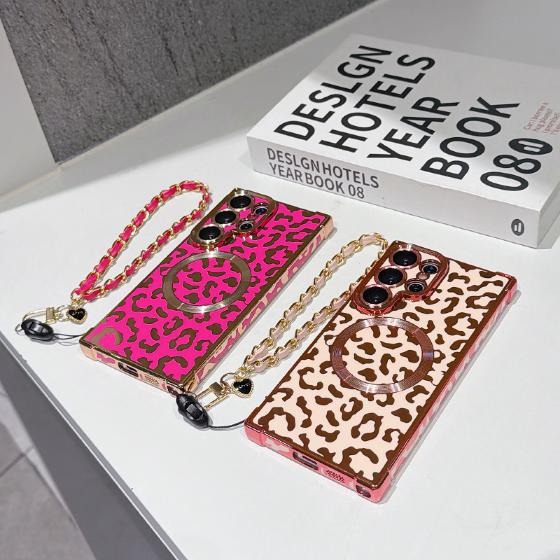 Phone Cases With Straps - New leopard print magnetic Magstfe phone