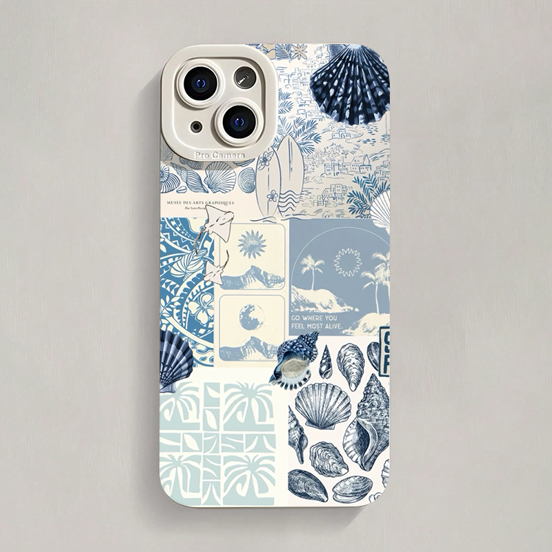 Phone Cases Korean - Ocean Creative Coastal Seashell Seaweed Pattern