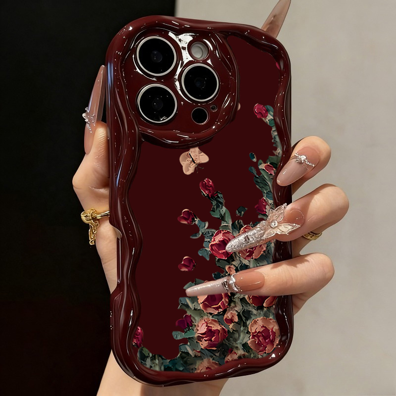 Phone Cases Art - Retro Oil Painting Flower Pattern Phone
