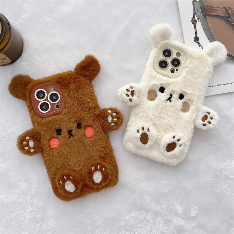 Korean 3D Cartoon Bear Fluffy  - огляд і ціна Phone Cases For Iphone 11