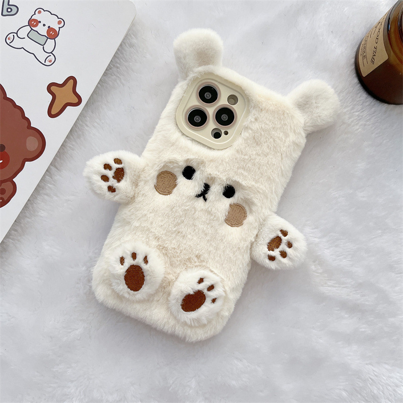Korean 3D Cartoon Bear Fluffy  - огляд і ціна Phone Cases For Iphone 11