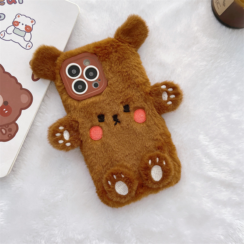 Korean 3D Cartoon Bear Fluffy  - огляд і ціна Phone Cases For Iphone 11