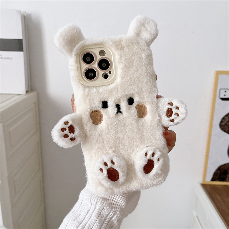 Korean 3D Cartoon Bear Fluffy  - огляд і ціна Phone Cases For Iphone 11