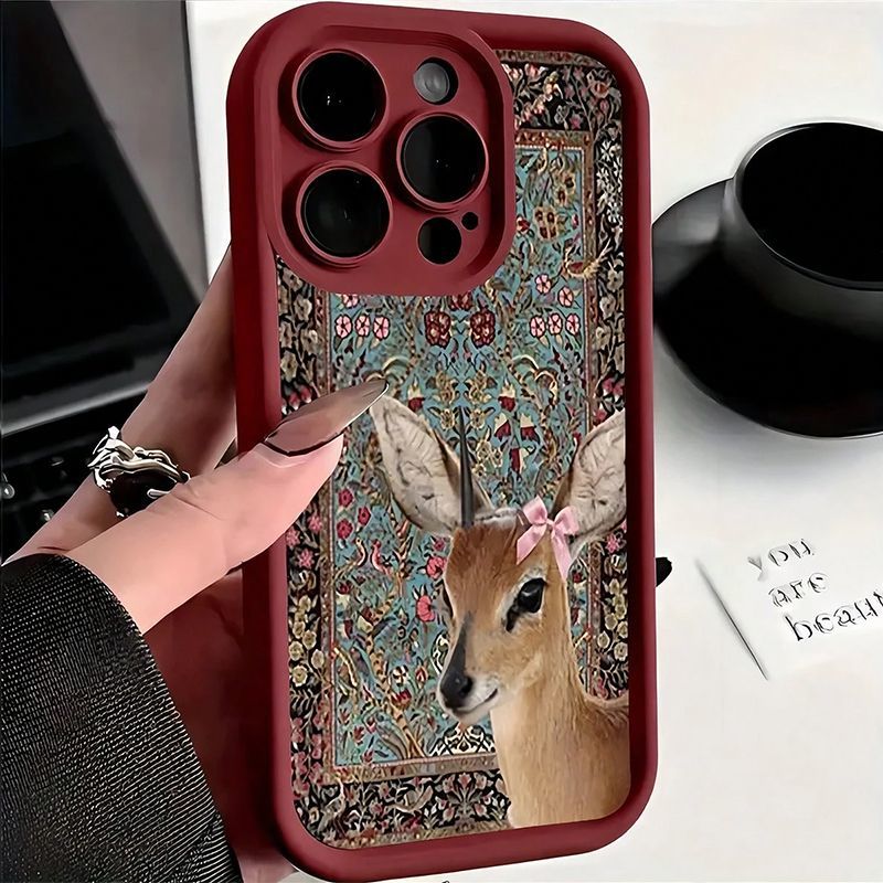 Wine Red Tapestry Deer Print C - огляд і ціна Phone Cases Red Deer