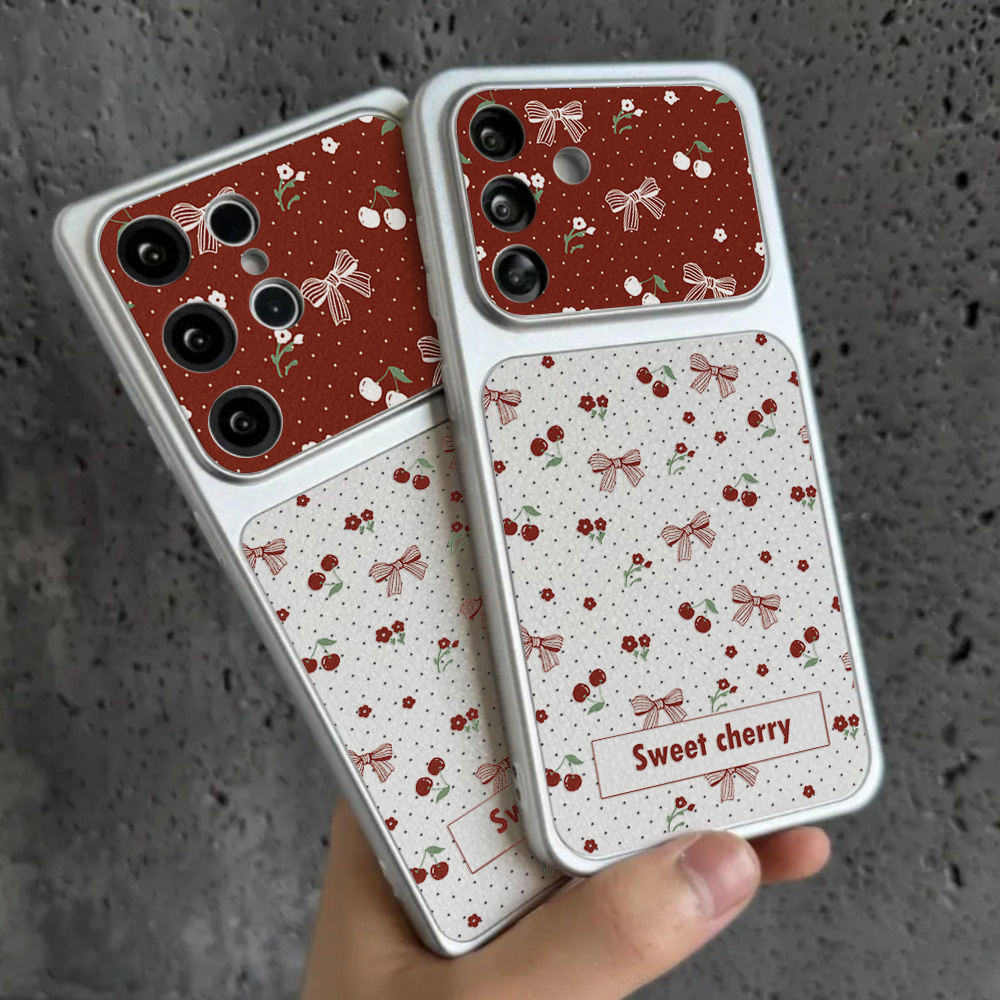Red Cherry Bow And Flower Leat - огляд і ціна Phone Cases Cherry