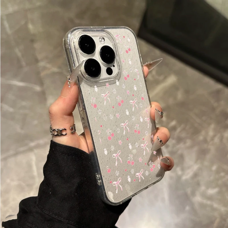 Pink Cherry Small Bow Cute Gli - огляд і ціна Phone Cases Cherry