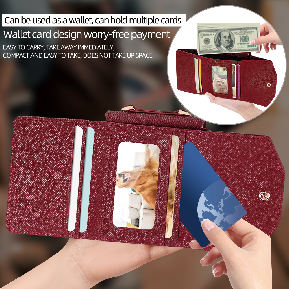 VIETAO Dark Red PU Leather Wal - огляд і ціна Phone Cases With Straps