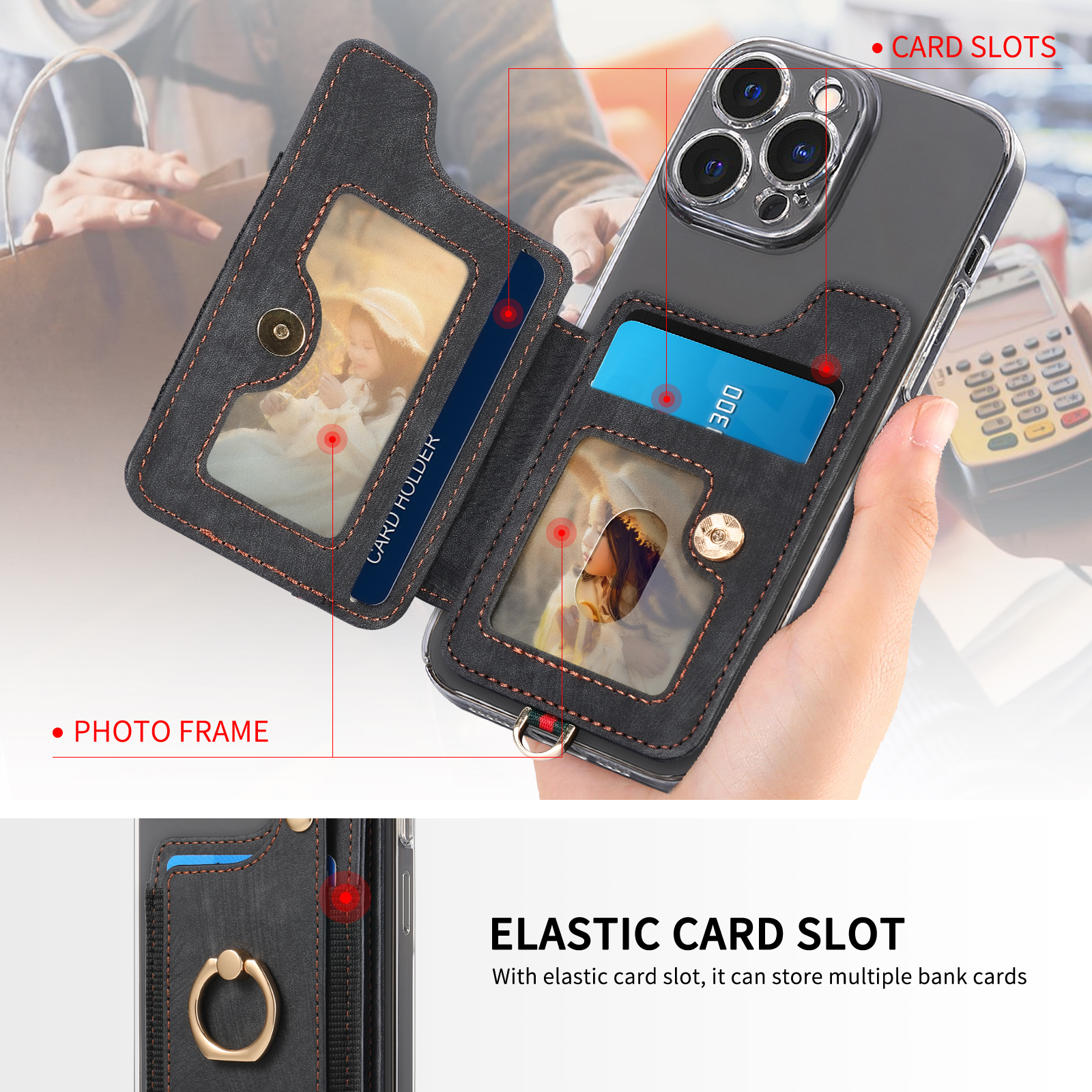 Finger Ring Phone Case Card Ho - огляд і ціна Phone Cases With Wallet On Back